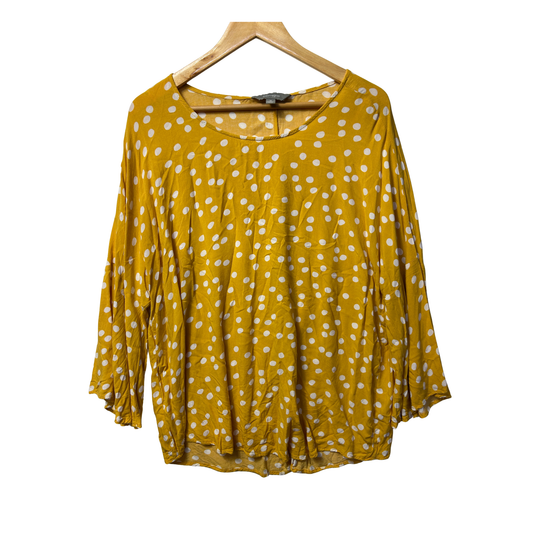 Suzanne Grae Mustard Polka Dot Top - Size 16
