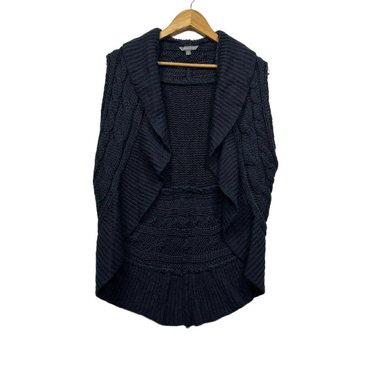 Suzanne Grae Navy Chunky Knit Vest Cardigan - Size XL