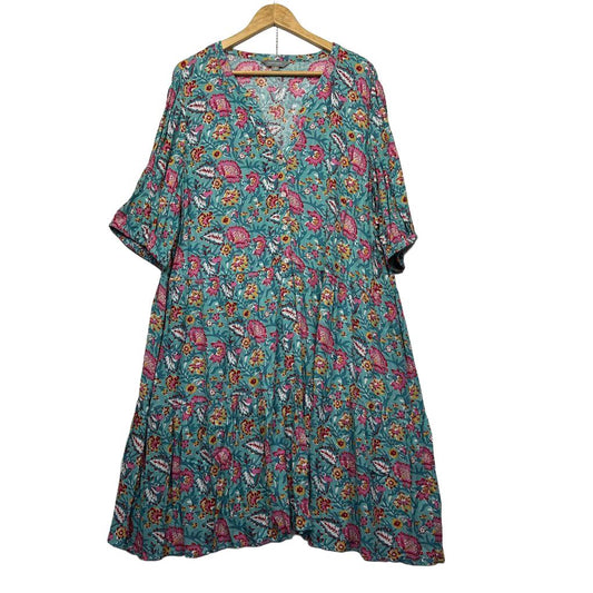 Suzanne Grae Teal Floral Dress - Size 20
