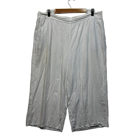 Suzanne Grae White Plus Size Linen Cropped Pants - Size 18