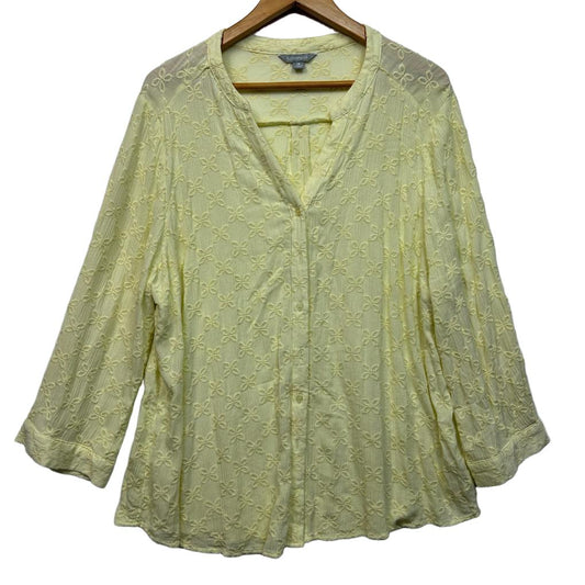 Suzanne Grae Yellow Embroidered Top - Size 18