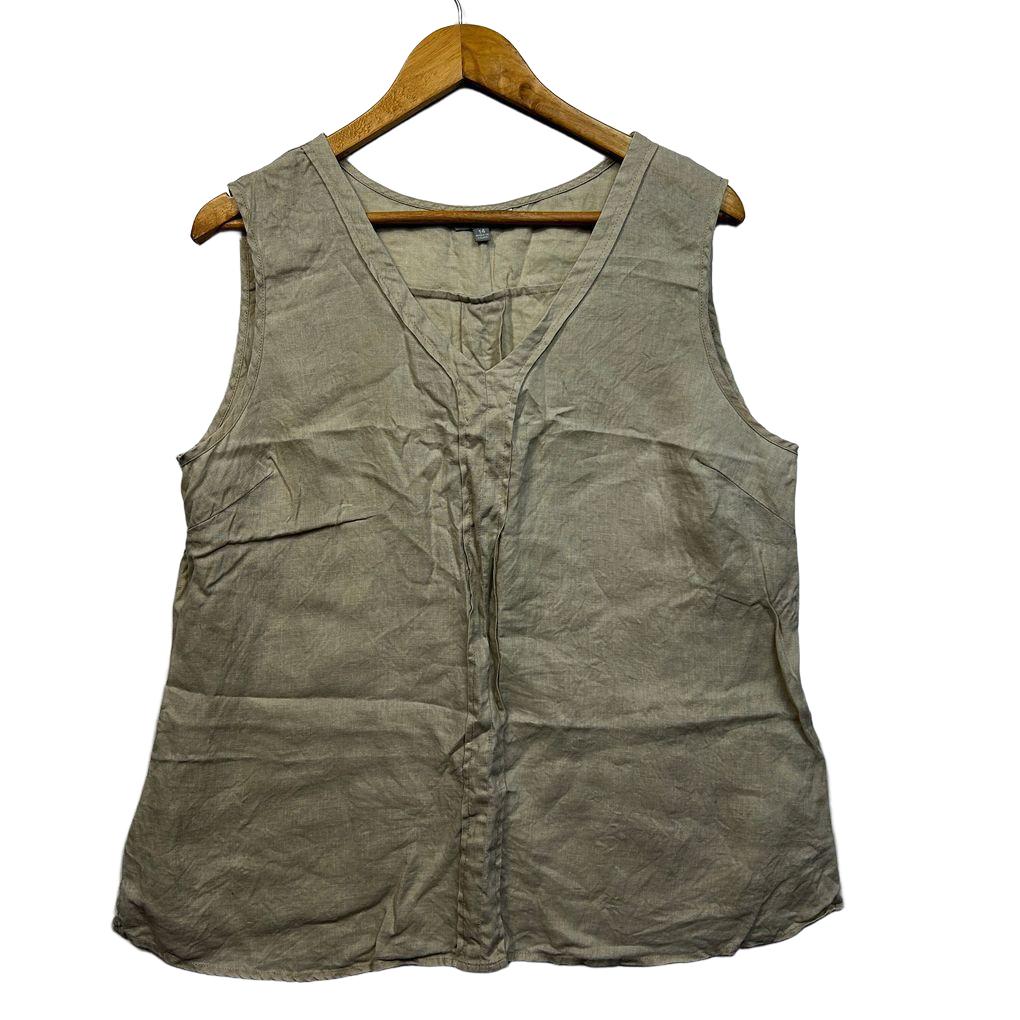Suzanne Grae Beige Linen Sleeveless Top - Size 14