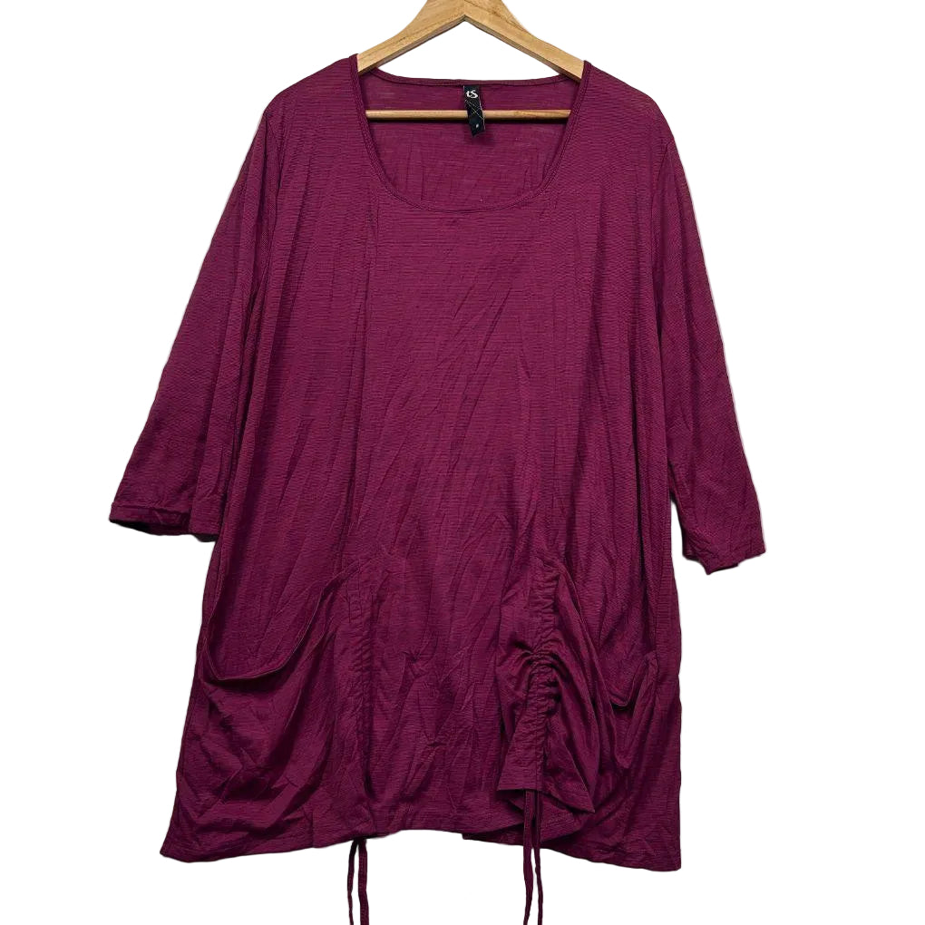Taking Shape Berry Polyester Ruched Tunic - Size 18/M