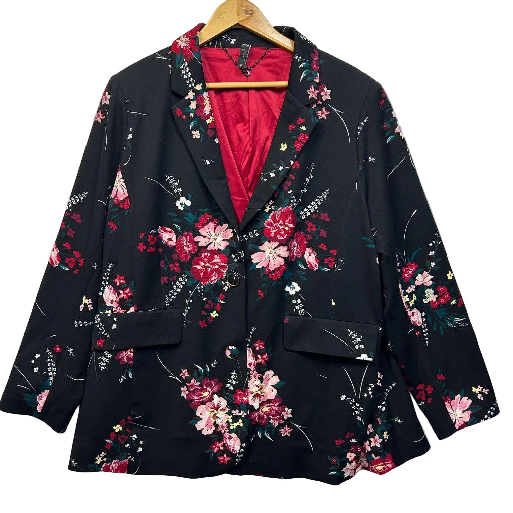 Taking Shape Black Floral Blazer - Size 22