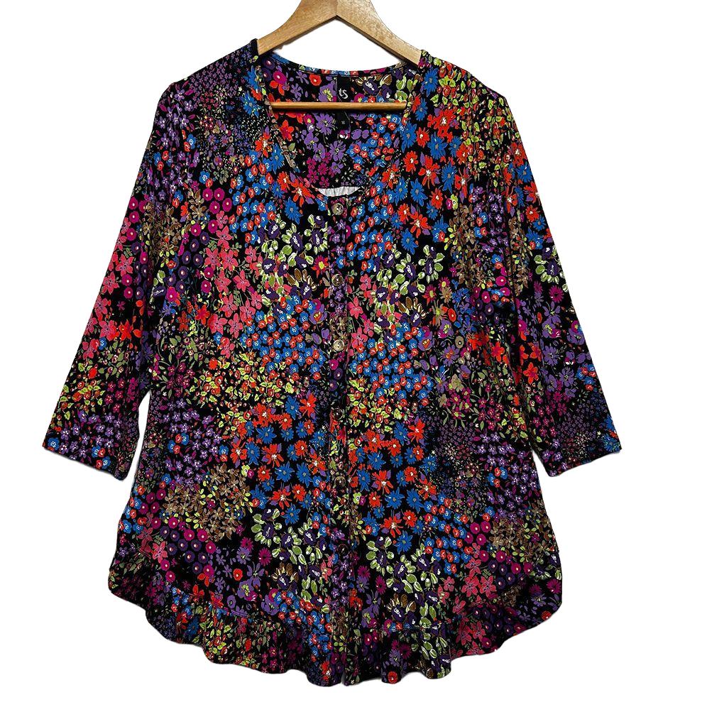 Taking Shape Black Floral Plus Size Top - Size 16