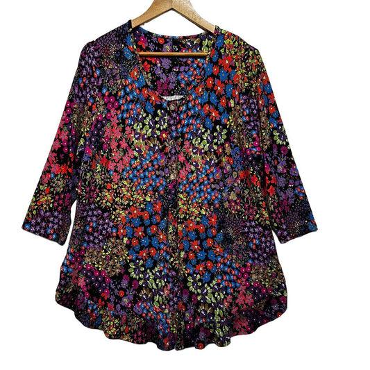 Taking Shape Black Floral Plus Size Top - Size 16