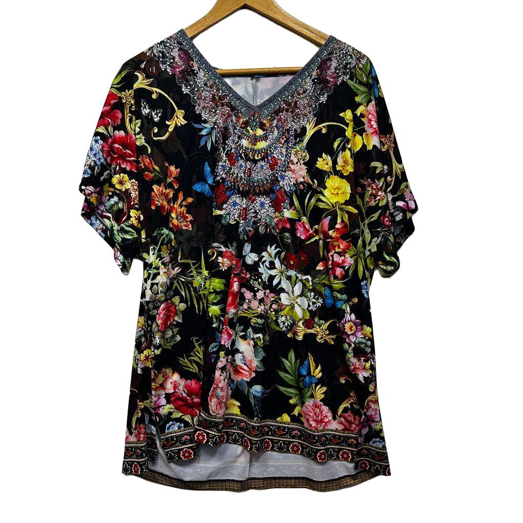 Taking Shape Black Floral Top - Size 14