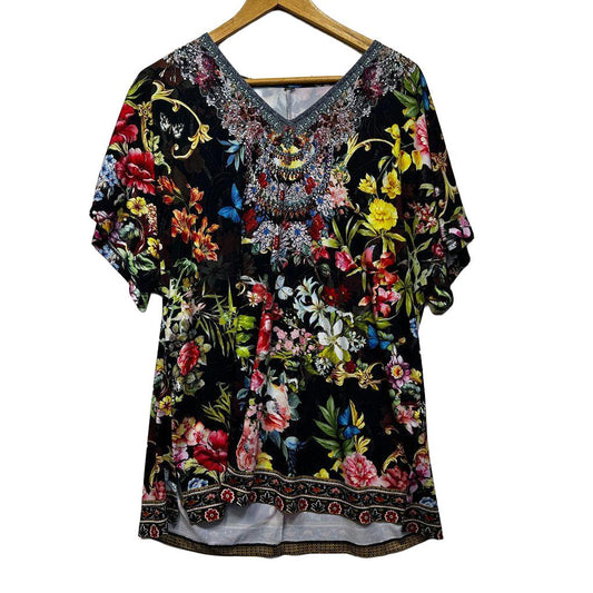 Taking Shape Black Floral Top - Size 14