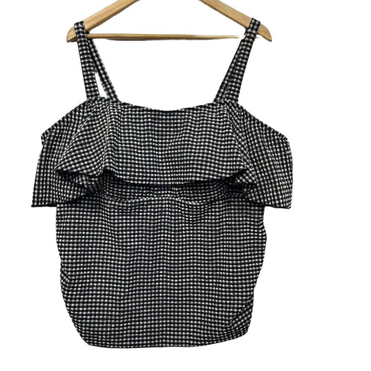 Taking Shape Black Gingham Swim Tankini Top - Size 22