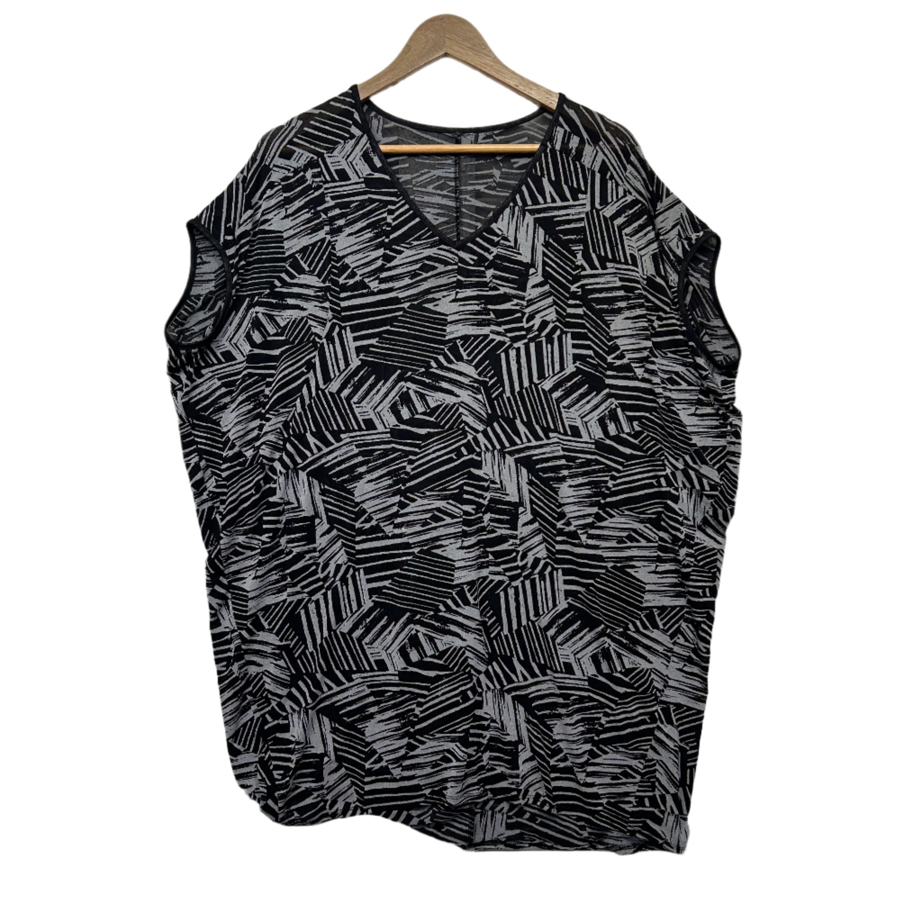 Taking Shape Black Grey Plus Size Sheer Layer Top - Size 18/20