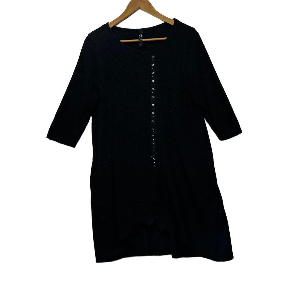 Taking Shape Black Knit Dress / Longline Top - Size XXS/12