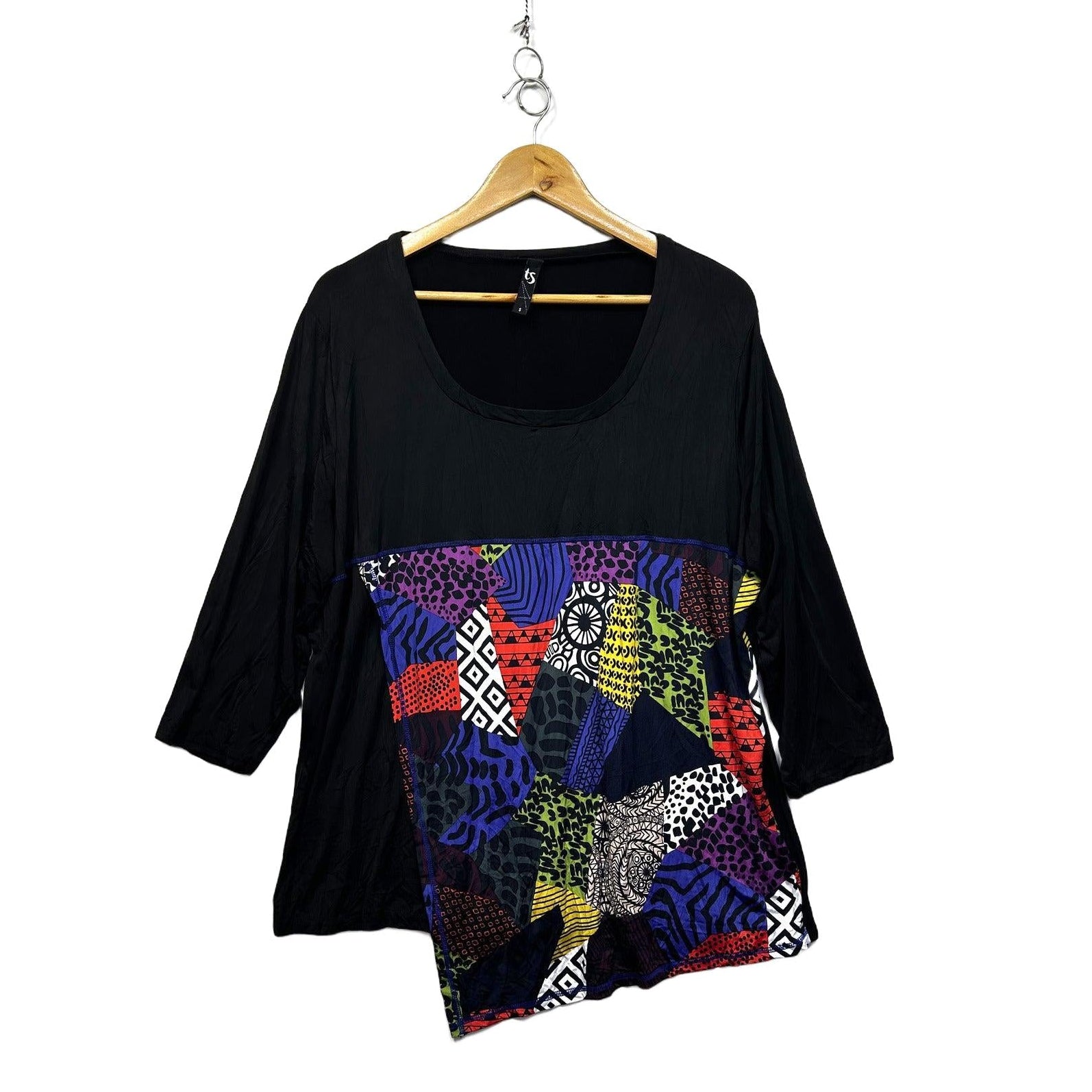 Taking Shape Black Multicoloured Top - Size 16/S