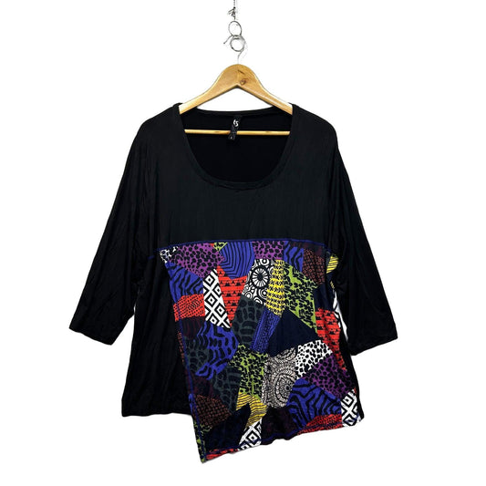 Taking Shape Black Multicoloured Top - Size 16/S