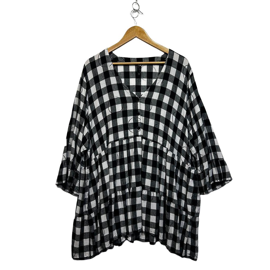 Taking Shape Black Plus Size Linen Gingham Top - Size 24