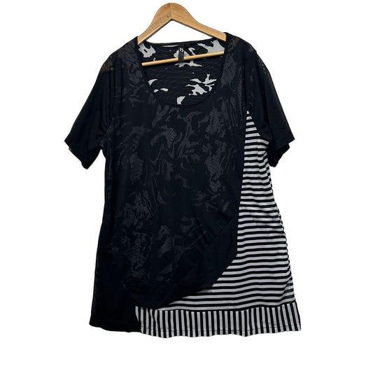 Taking Shape Black Striped Tunic Top - Size 20/L