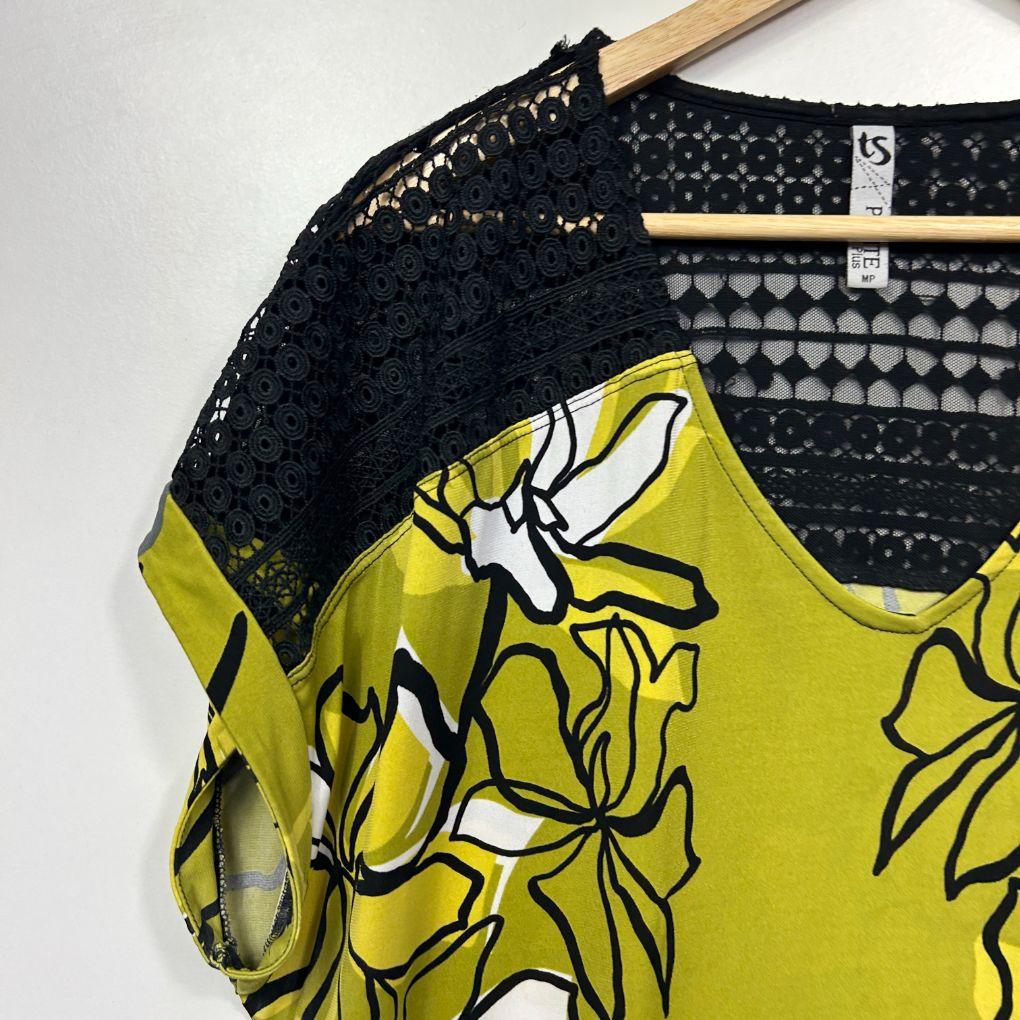 Taking Shape Black Olive Floral Top - Size 18/P