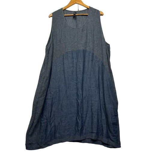 Taking Shape Blue Linen Dress - Size 20