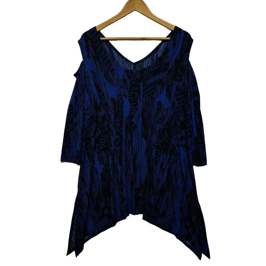 Taking Shape Blue Print Tunic Top - Size S/16