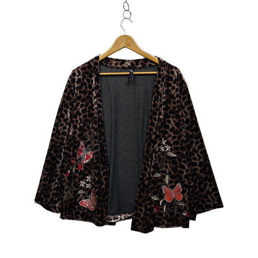 Taking Shape Brown Leopard Velvet Print Jacket - Size 16