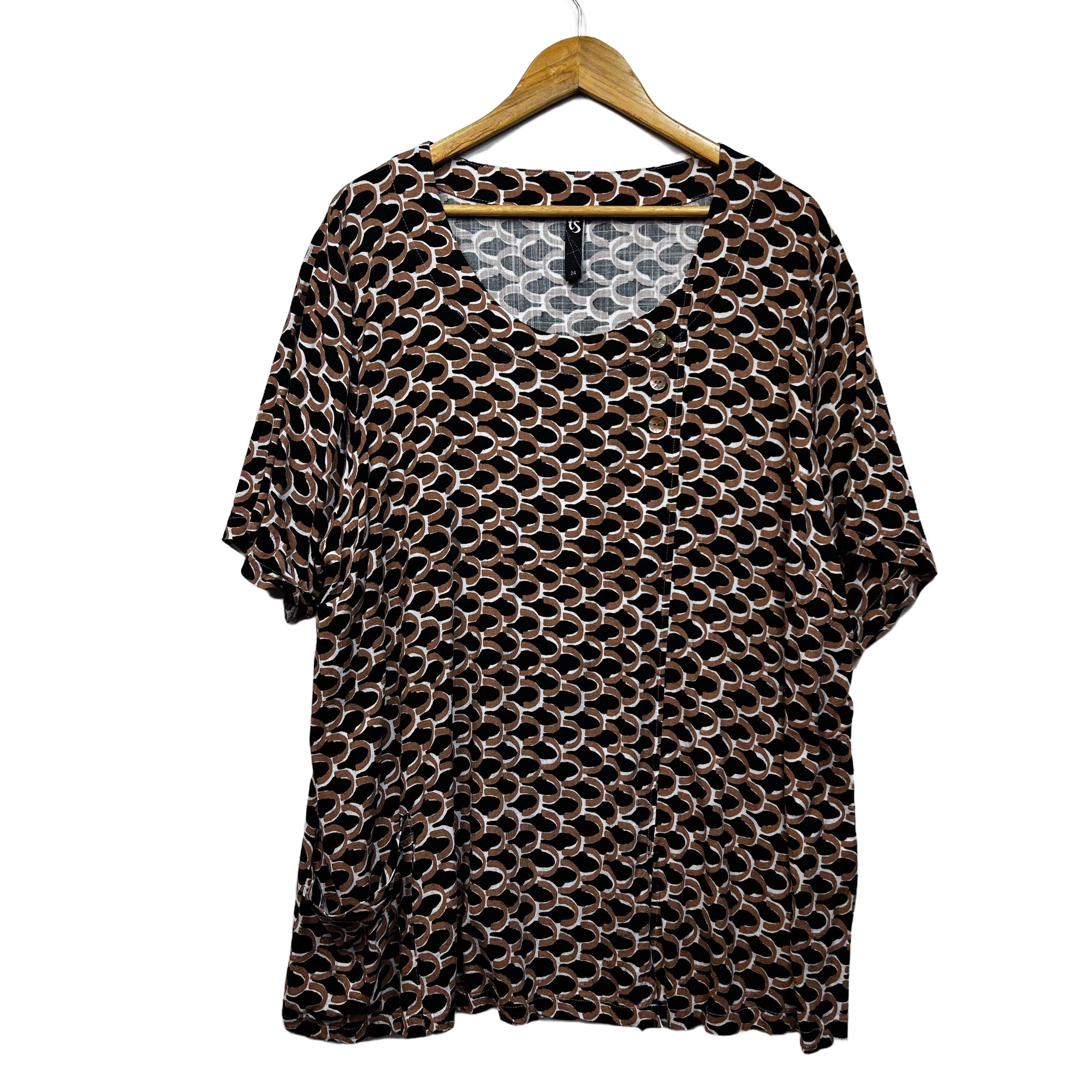 Taking Shape Brown Print Plus Size Top - Size 24