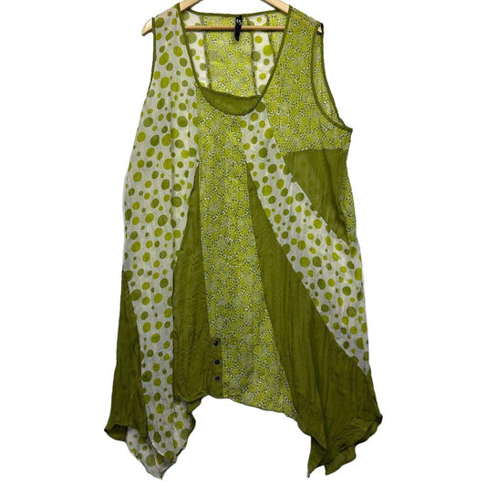 Taking Shape Green/White Polka Dot Sheer Top - Size 22