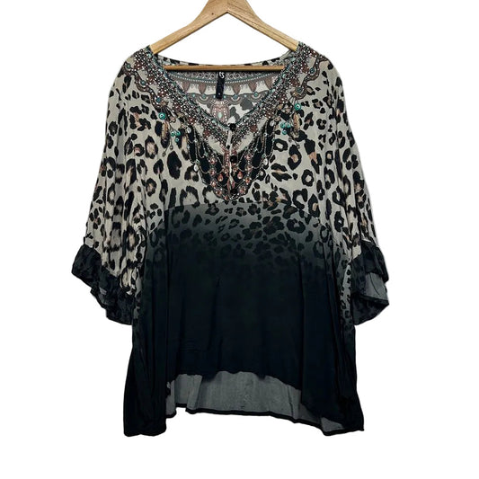 Taking Shape Leopard Print Top - Size 18