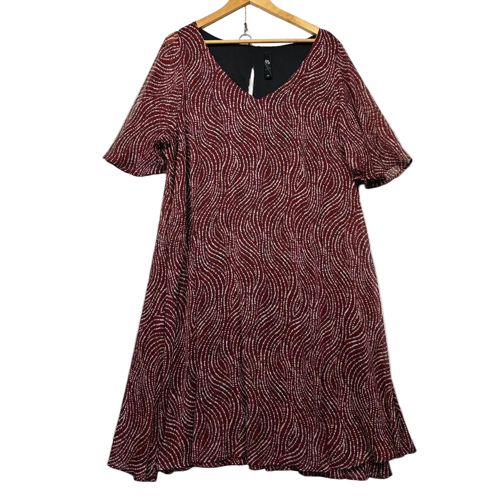 Taking Shape Maroon Patterned Dress - Size 20