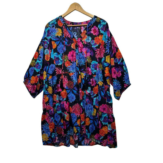 Taking Shape Multicoloured Floral Cotton Dress - Size 20