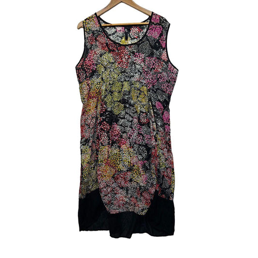 Taking Shape Multicoloured Floral Sheer Top Layer Dress - Size 18