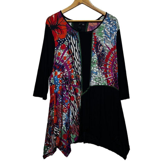 Taking Shape Multicoloured Patchwork Tunic Top - Size 14/XS