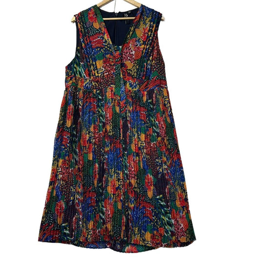Taking Shape Multicoloured Pleated Dress - Size 18