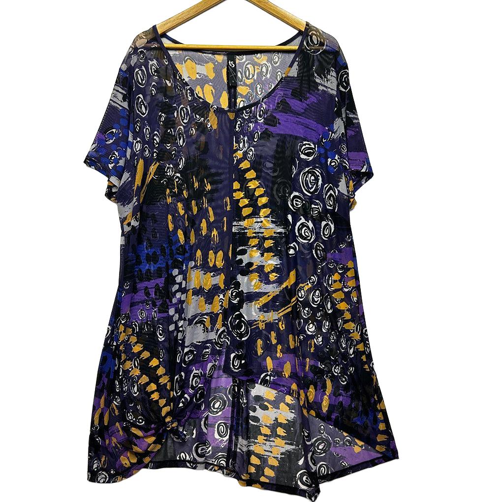 Taking Shape Multicoloured Sheer Mesh Tunic Top - Size 20/L