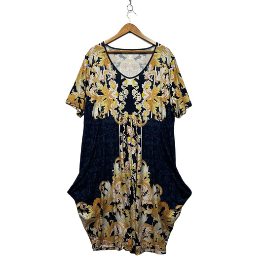 Taking Shape Navy Baroque Print Dress - Size 18/20