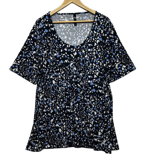 Taking Shape Navy Print Top - Size 18/M