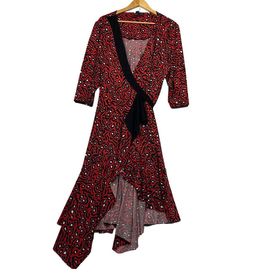 Taking Shape Red Animal Print Wrap Dress - Size 22
