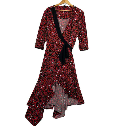 Taking Shape Red Animal Print Wrap Dress - Size 22