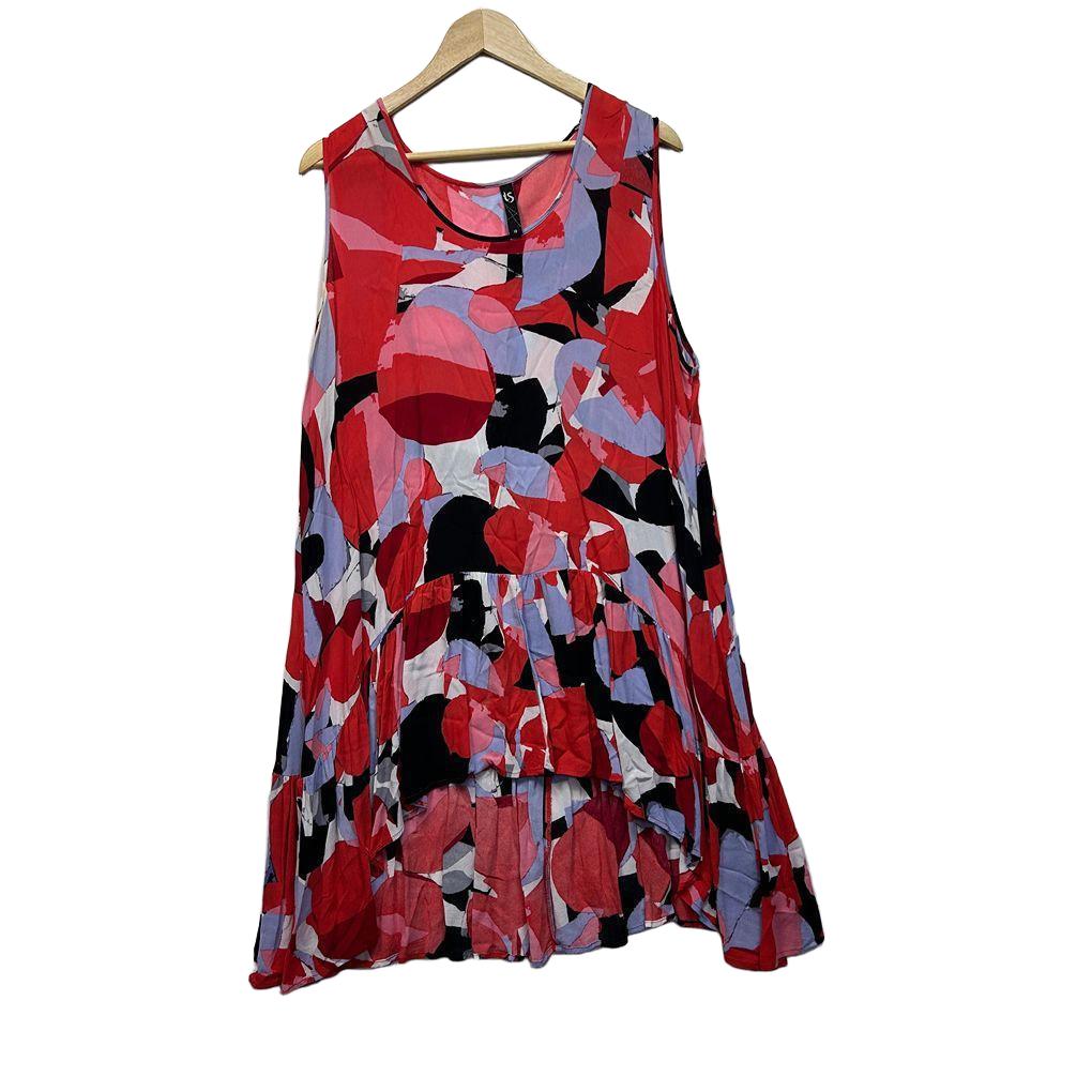 Taking Shape Red Geometric Dress - Size 18