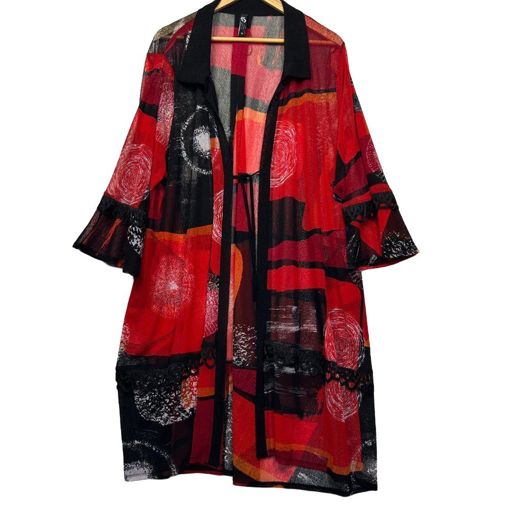 Taking Shape Red Multicoloured Kimono - Size 22/XL