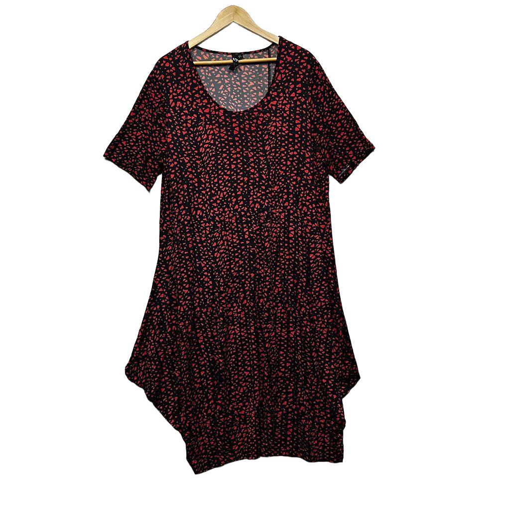 Taking Shape Red and Black Print Dress - Size 16/S