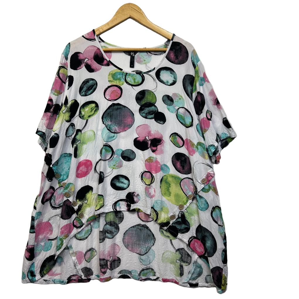 Taking Shape White Multicoloured Top - Size 22