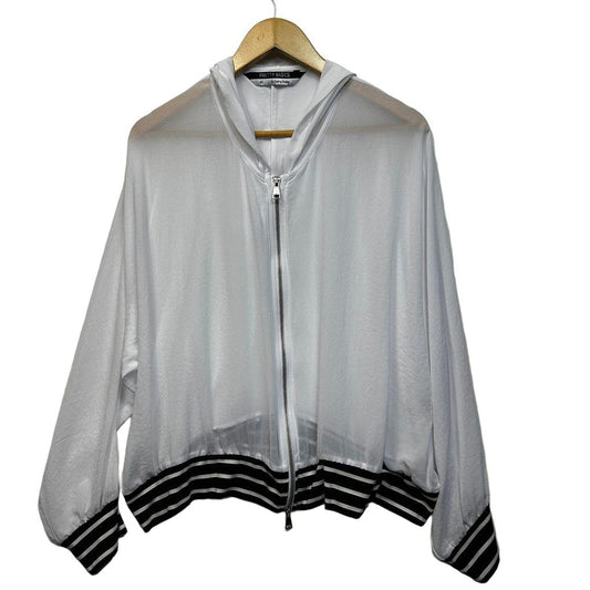 Taking Shape White Sheer Hooded Jacket Top - Size 20