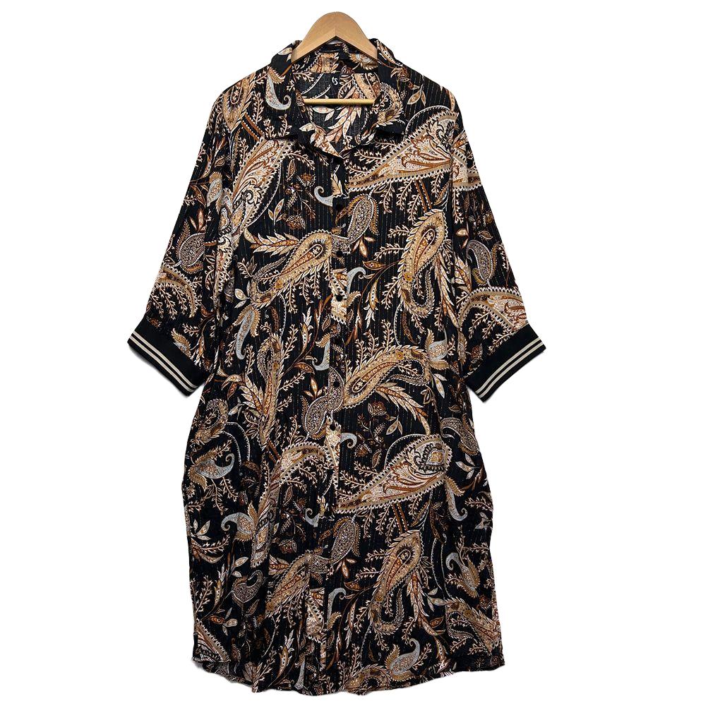 Taking Shape Black Paisley Shirt Dress - Size 22