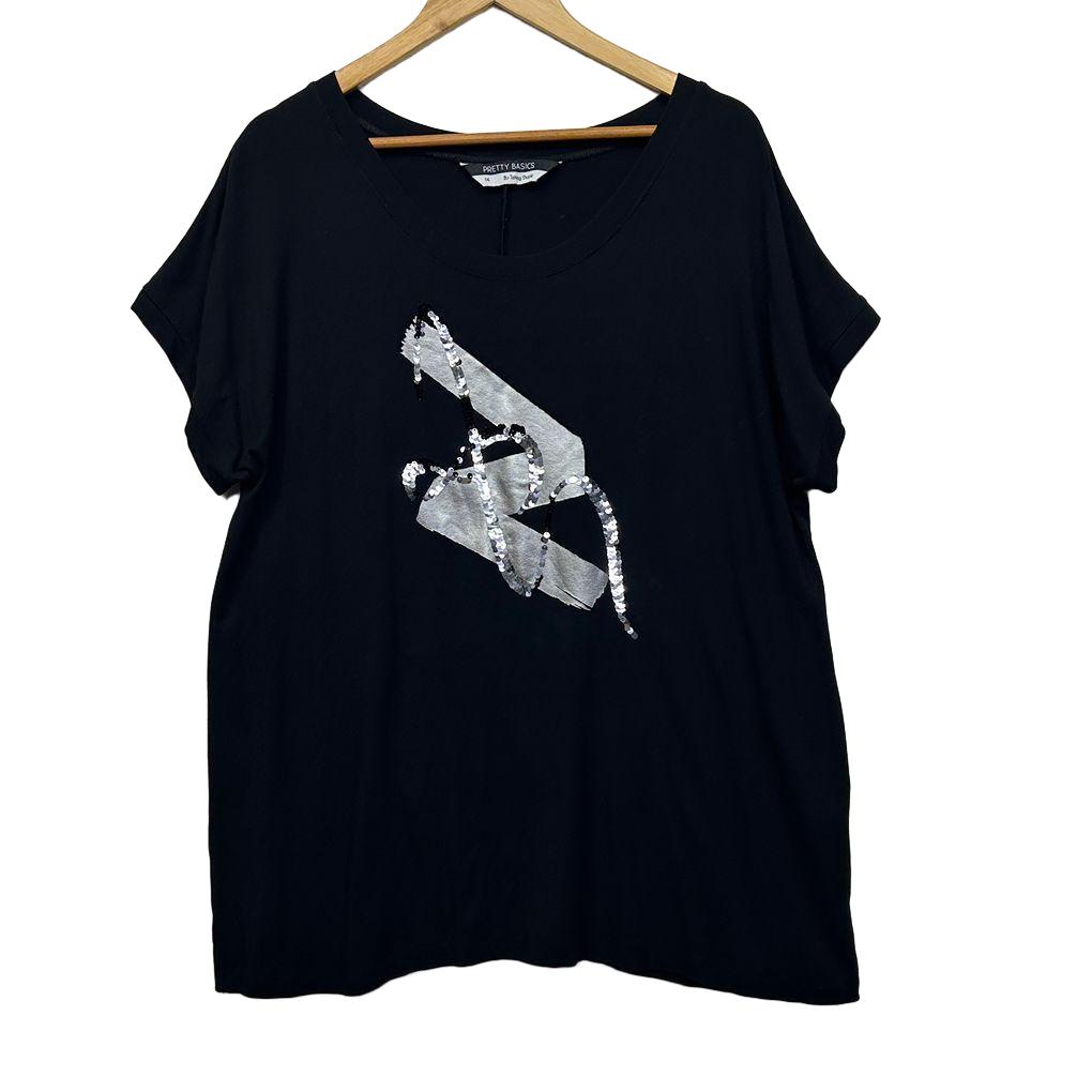 Taking Shape Black Print Top - Size 14