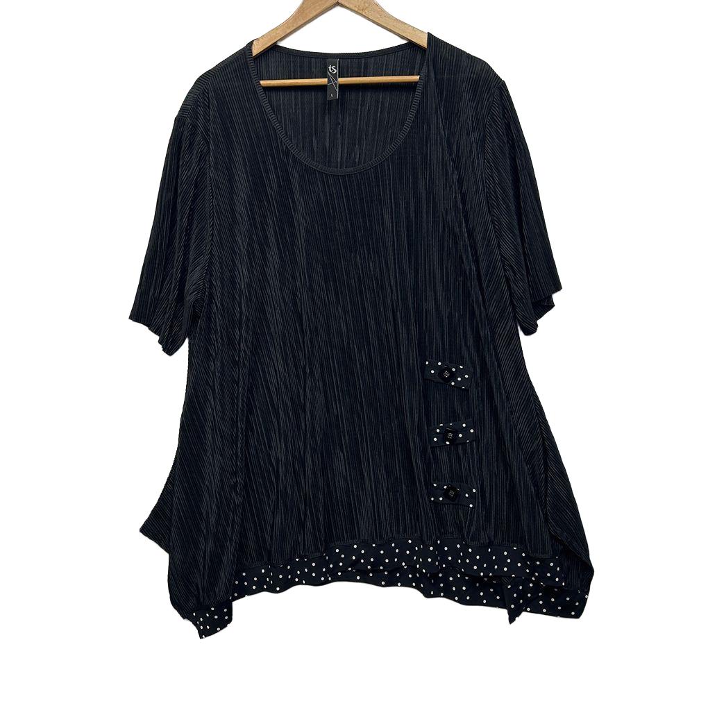 Taking Shape Pleated Black Top - Size 20/L