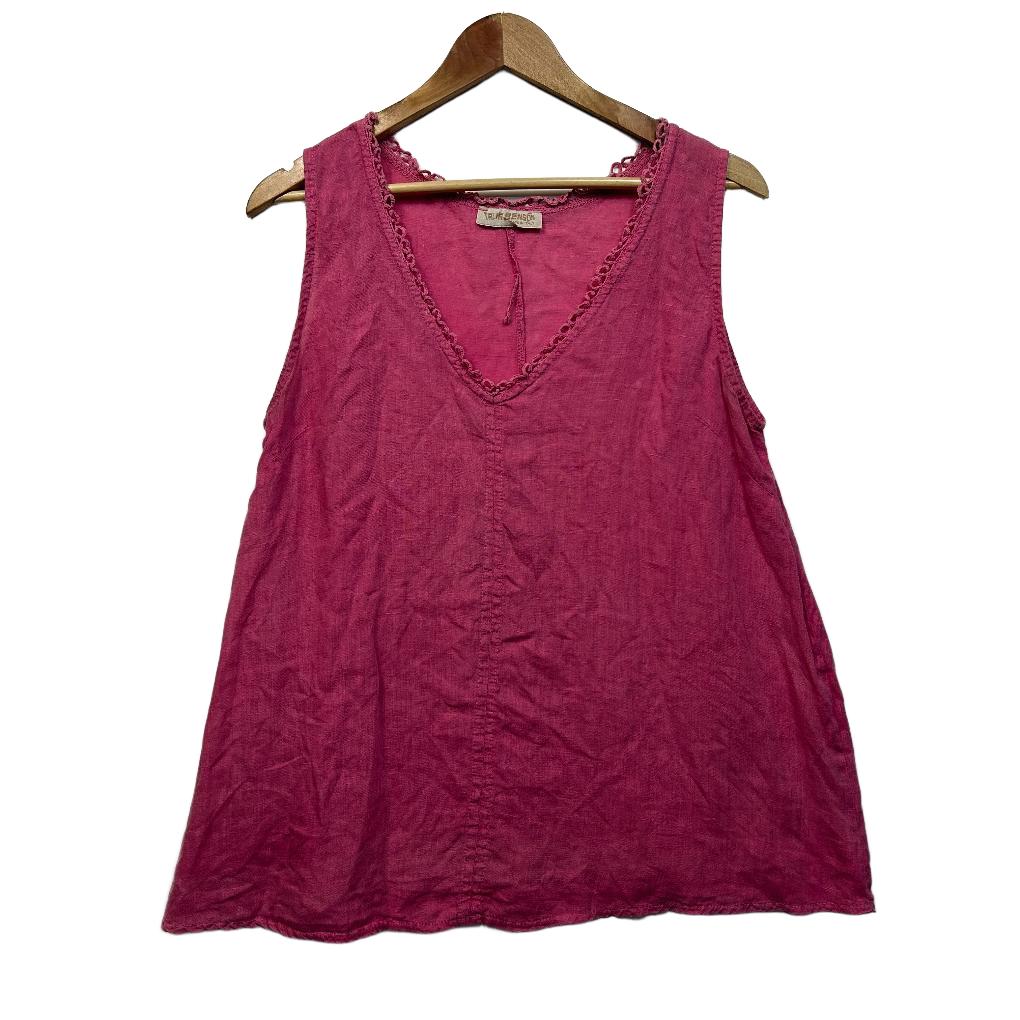 Talia Benson Italian Linen Pink Sleeveless Top - Size L