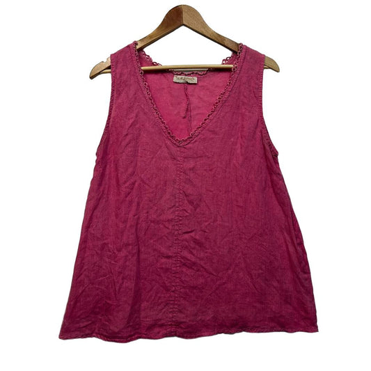 Talia Benson Italian Linen Pink Sleeveless Top - Size L