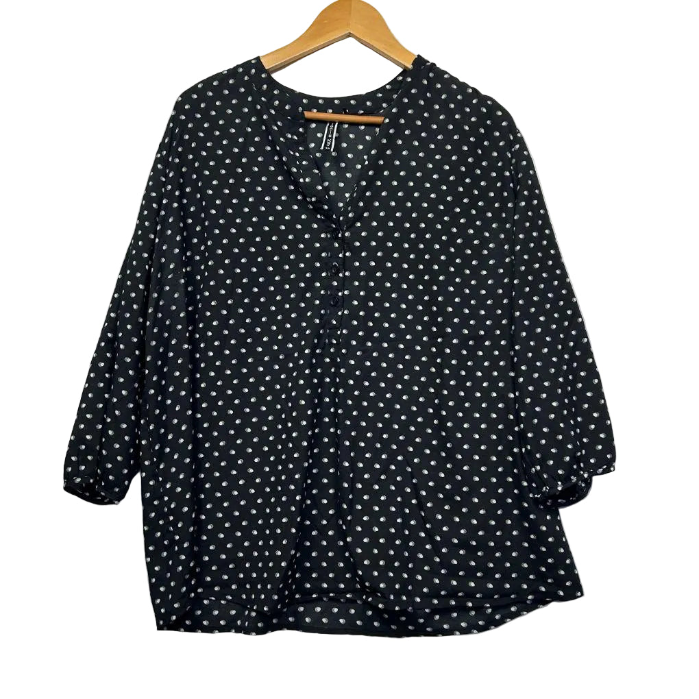 Tania Kay Black Polka Dot Top - Size 16