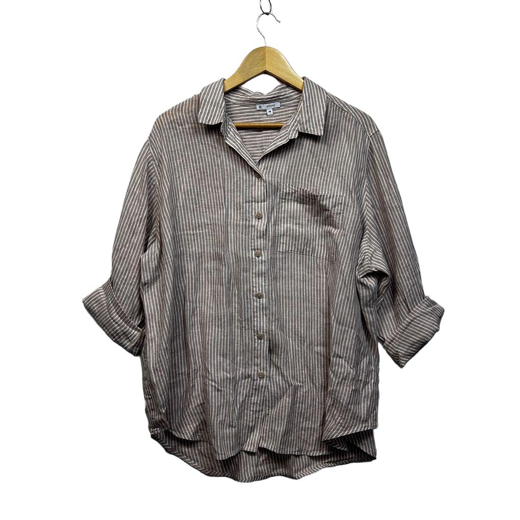 Target Beige Striped Plus Size Linen Shirt - Size 18