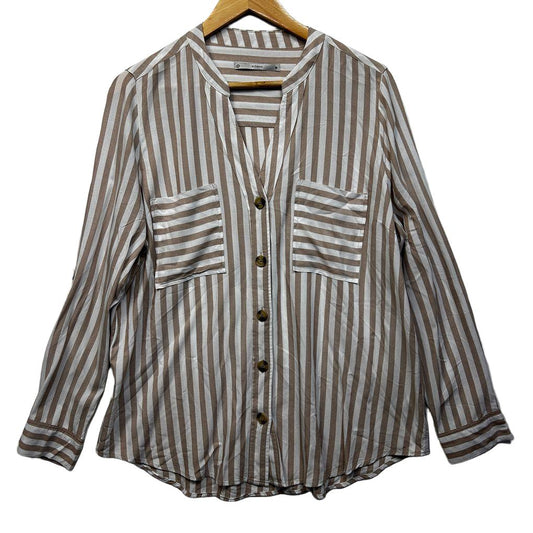 Target Beige Striped Shirt - Size 18
