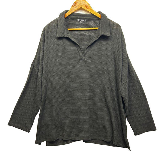 Target Black Cotton Ribbed Top - Size 20